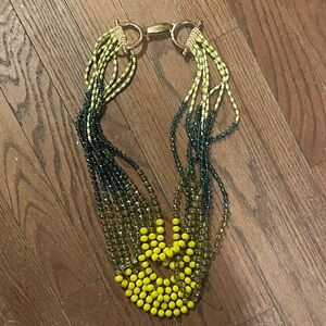 Maximalist Yellow and Blue Beaded Necklace